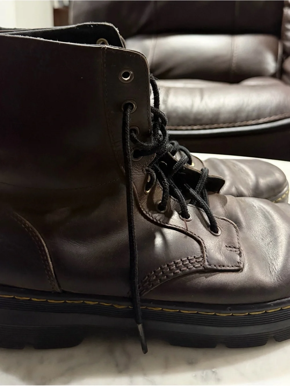 Dr. Martens Dark Brown Leather Lace-Up Boots